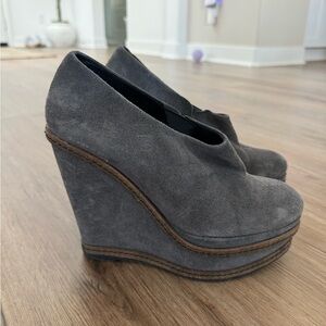 Hoss Intropia Womens Wedge Heel Blue Suede Size 38